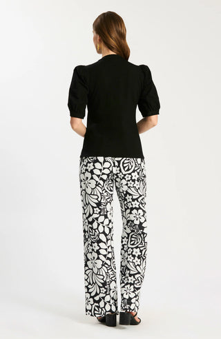 Paulina Quarter Placket Tee Black