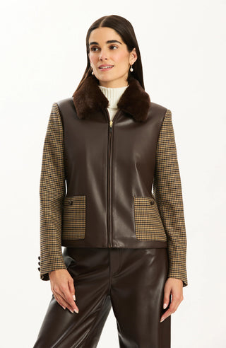 Lucy Mixed Media Jacket Dark Brown
