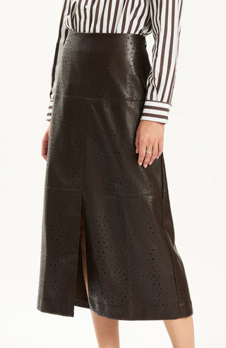 Phoebe Punched Vegan Leather Skirt Demitasse