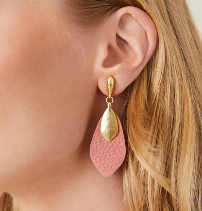 Leather Petal Earrings Terra Cotta