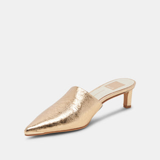 Lexy Heels Gold Distressed Leather