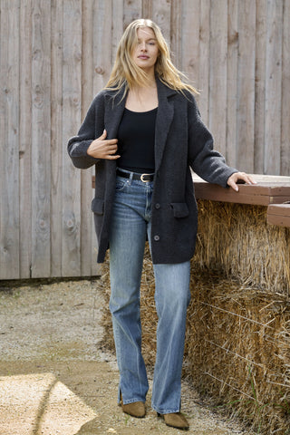 CozyChic Rib Oversized Notch Collar Blazer