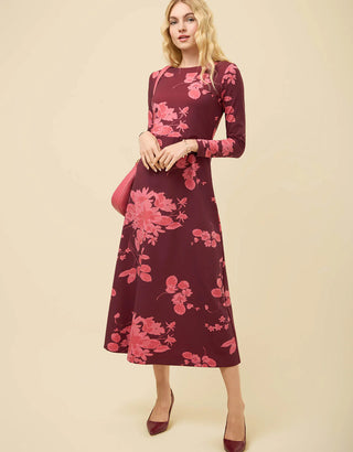 Irene Midi Dress Etta Floral Bordeaux