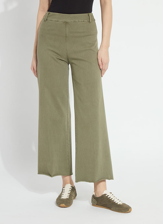 Erin Hi Waist Wide Leg Denim Antique Wash Smoked Green