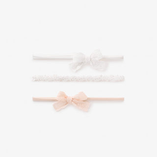 Flower Lace Headband & Eyelet Lace Bows 3 Pack
