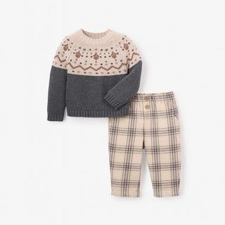 Charcoal Woodland Fairisle Sweater and Plaid Pants