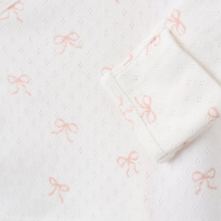 Pink Bow Organic Cotton Pointelle 3 Piece Bag Set