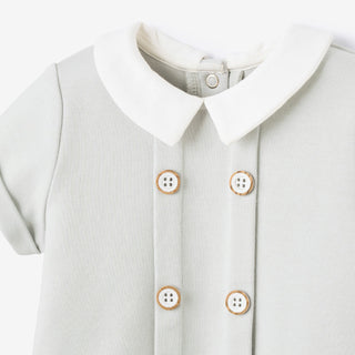 Gray Double Knit Button Front Bubble