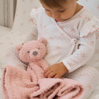 Pink Bow Organic Cotton Pointelle 3 Piece Bag Set