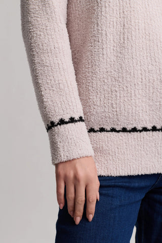 CozyChic Ribbed Sweater W/Blanket Stitch