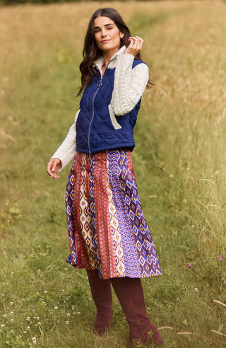 Fiona Silk Twill Pleat Skirt