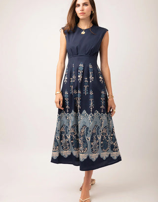 Carmen Midi Dress Japonica Paisley