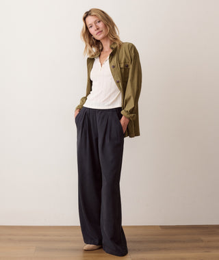 Allison Pleated Wide Leg Trouser Washed Black
