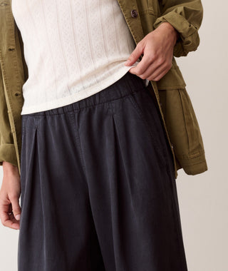Allison Pleated Wide Leg Trouser Washed Black
