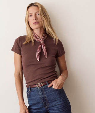 Lexi Rib Sun-In Crew Tee Chocolate
