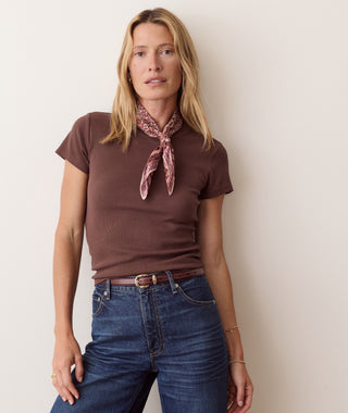 Lexi Rib Sun-In Crew Tee Chocolate