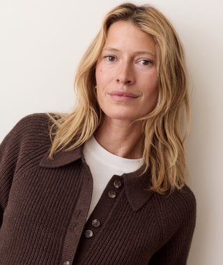 Parker Collared Cardigan Chocolate