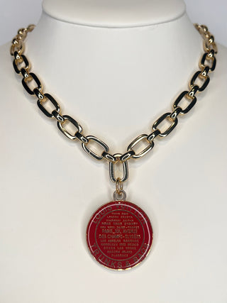 Louis Vuitton XL Trunk & Bags Red and Gold Charm Necklace