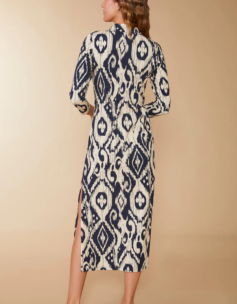 Nora Half-Zip Midi Dress Bascom Ikat