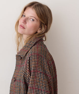 Hayes Houndstooth Trench Coat Neutral Herringbone