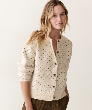 Iris Crewneck Cardigan Oatmeal & Olive