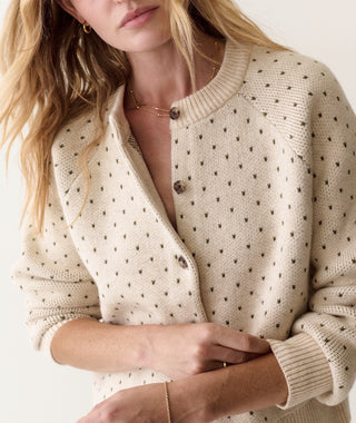 Iris Crewneck Cardigan Oatmeal & Olive