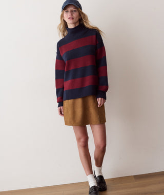 Maggie Rollneck Sweater Cabernet & Navy