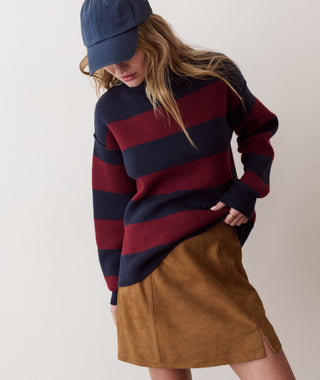 Maggie Rollneck Sweater Cabernet & Navy
