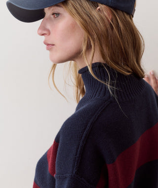 Maggie Rollneck Sweater Cabernet & Navy