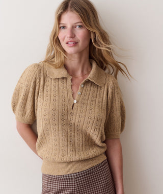 Sophie Pointelle Polo Taupe