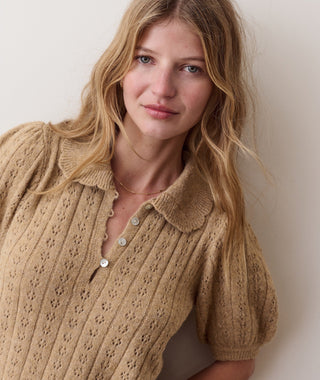 Sophie Pointelle Polo Taupe