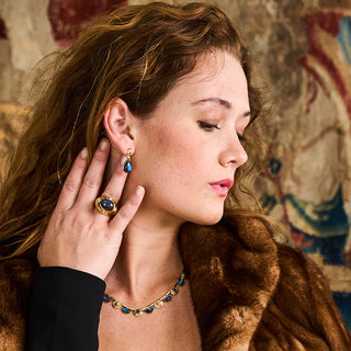 Monique Gem Post Earrings Blue Labradorite