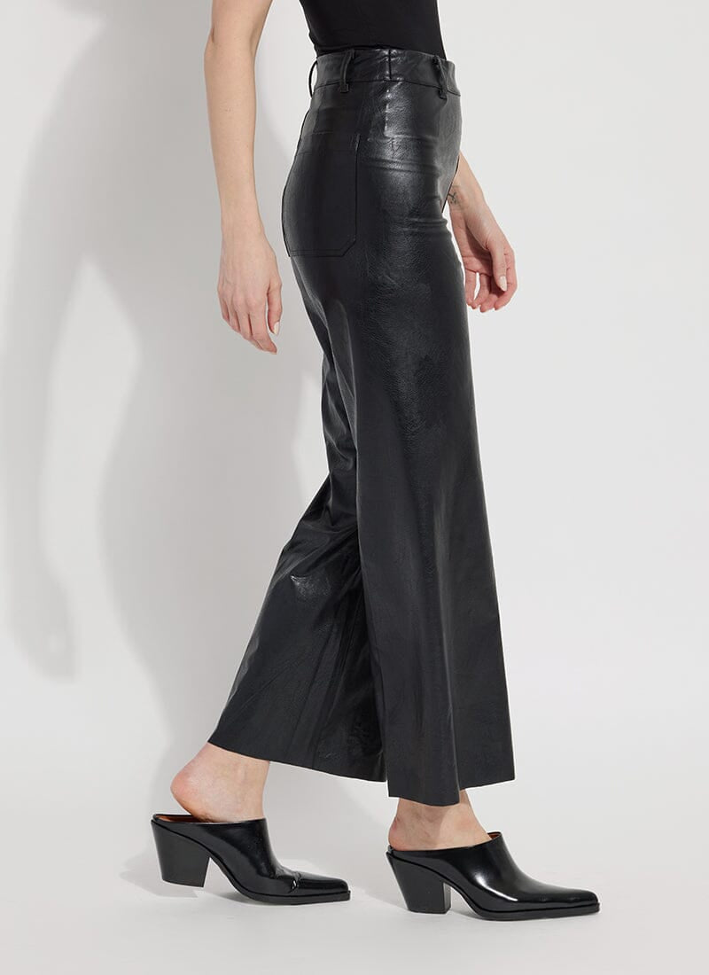 Vegan Leather Wide Leg Pant Kohl Black