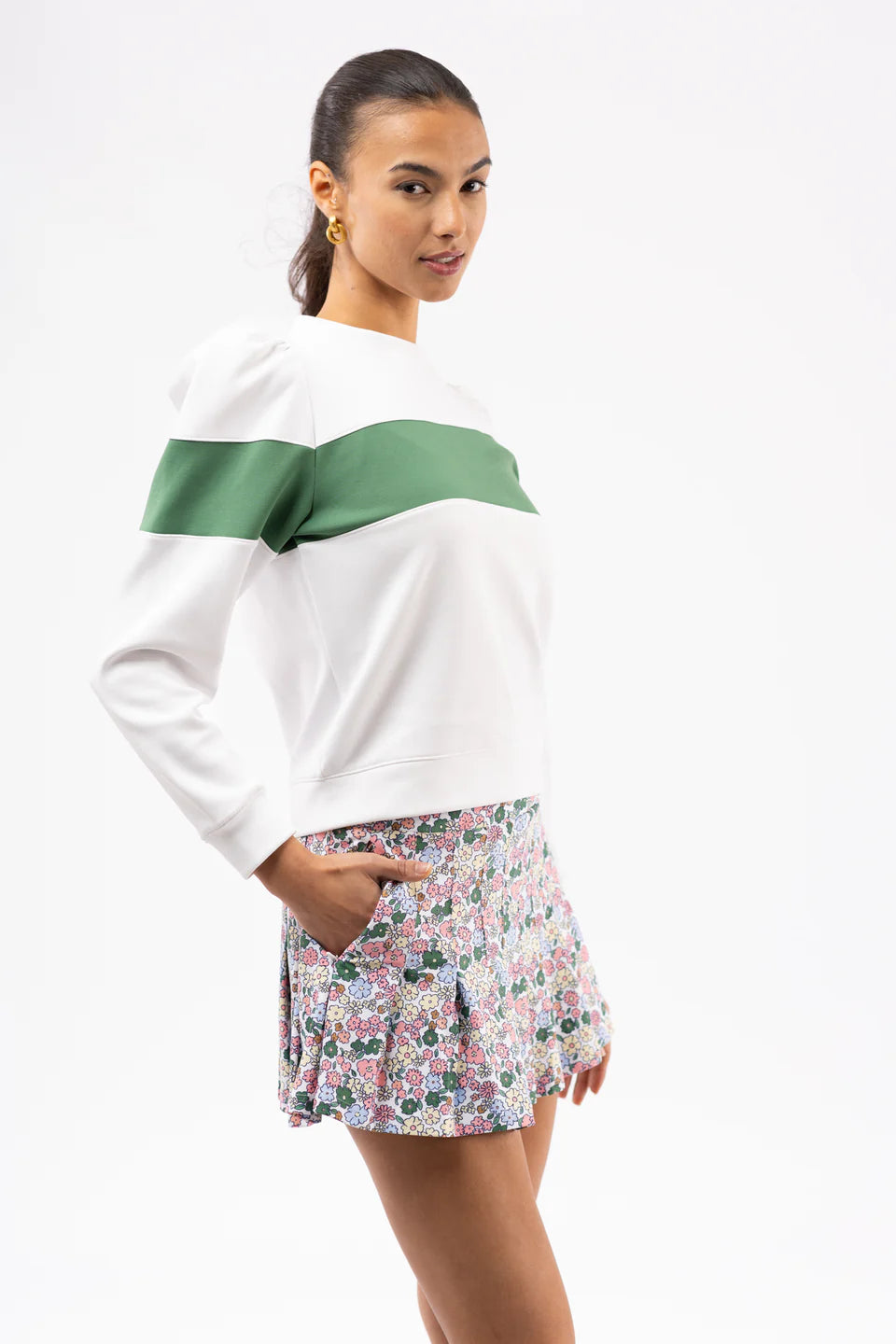 Peggy Stripe Sweatshirt White/Boxwood