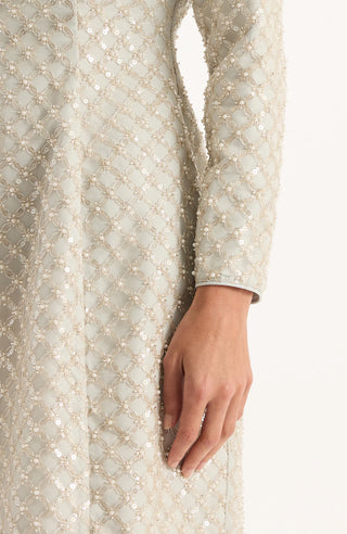 Jacquilyn Silver Pearl Overlay Dress