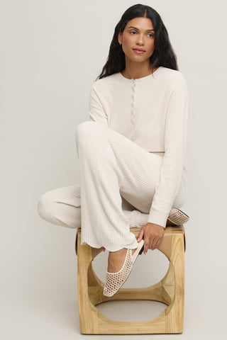 CozyChic Ultra Lite Ribbed Scallop Pant Sand Dune