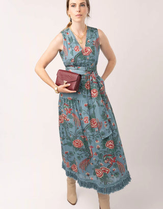 Danica Midi Dress Japonica Bird Blue Spruce