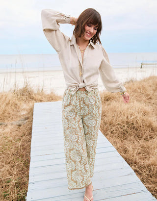 Resort Fringe Palazzo Pant Seawall Scroll Fawn
