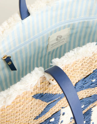 Straw Fringe Tote Flagler Resort Fish
