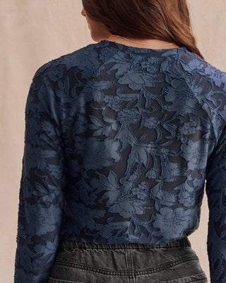 Cecelia Floral Long Sleeve Tee Dark Navy