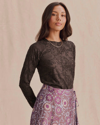 Cecelia Floral Long Sleeve Tee Java