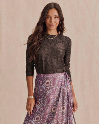 Cecelia Floral Long Sleeve Tee Java