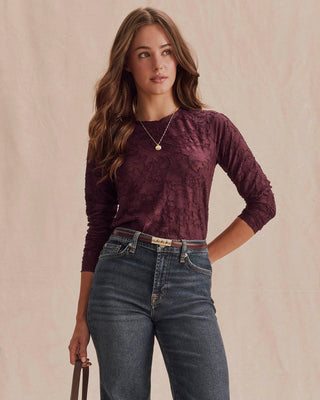 Cecelia Floral Long Sleeve Tee Merlot
