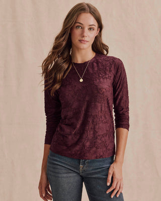 Cecelia Floral Long Sleeve Tee Merlot