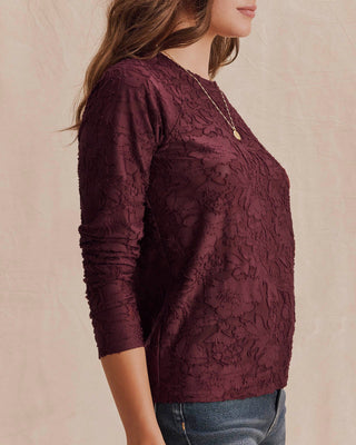 Cecelia Floral Long Sleeve Tee Merlot