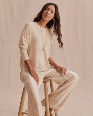 Georgie Lace Trim Pullover Wheat Heather