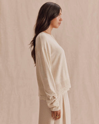 Georgie Lace Trim Pullover Wheat Heather