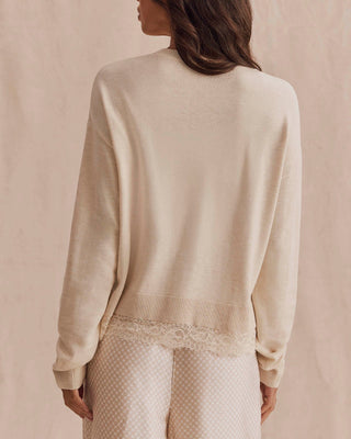 Georgie Lace Trim Pullover Wheat Heather
