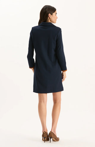 Helena Ponte Trimmed Dress Mid Navy