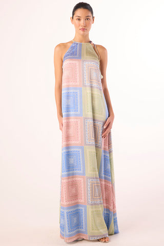 Madge Dress Pastel Tiles Satin
